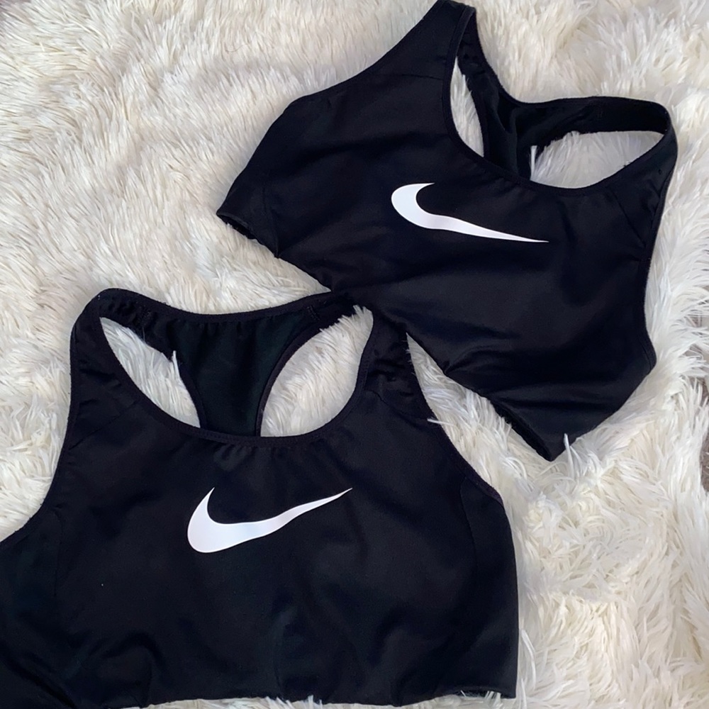 Nike black logo workout sports bra (S and M)